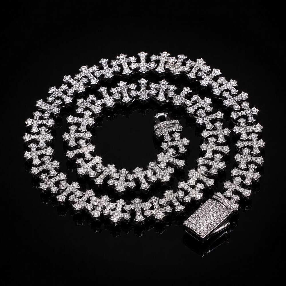Iced Out Cross Chain Necklace Ef 2 E